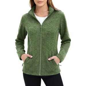 Women’s Fleece Jacket Lightweight Zip Up Warm Casual Pockets Outdoor